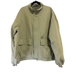 Zara Mens XL‎ Jacket Olive Green Full Zip Lightweight Utility Coat Grandpacore